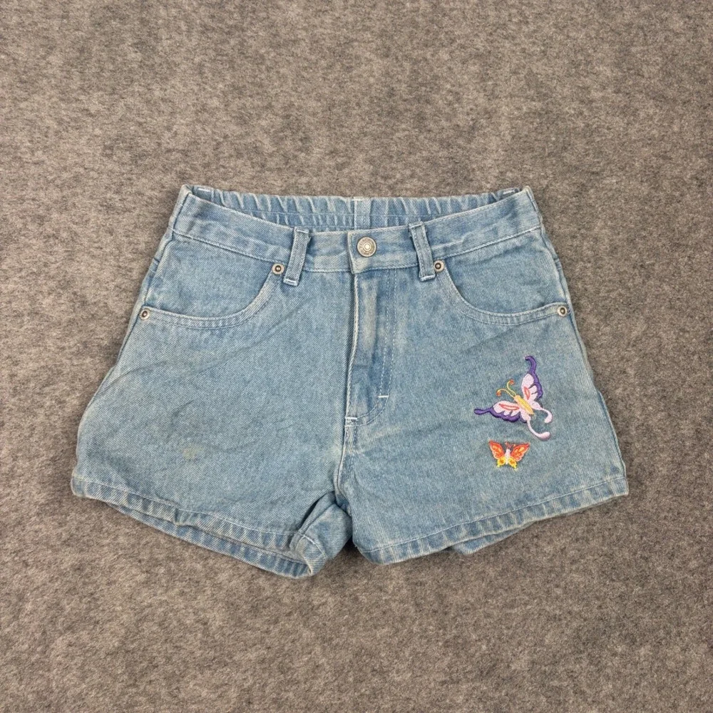 The Children's Place Denim Shorts Girls 6X/7 Butterfly Embroidered Crochet Patch